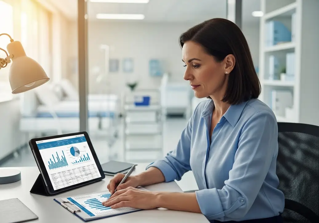 Manager donna di una RSA al lavoro per ridurre gli sprechi | HIP Sistema Letto