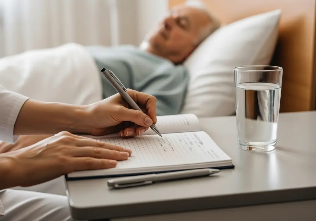 Caregiver che tiene un diario di quanto e quando la persona assistita ha bevuto | HIP Sistema Letto